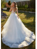 Beaded Ivory Lace Layered Tulle Fantastic Wedding Dress
